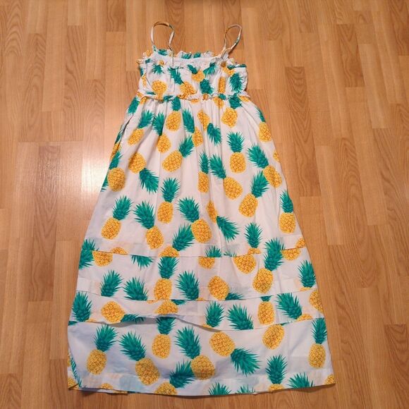 J Crew Maxi Dress Womens 6 Pineapple Print Ruffle Square Neck Summer Beach - Picture 4 of 10